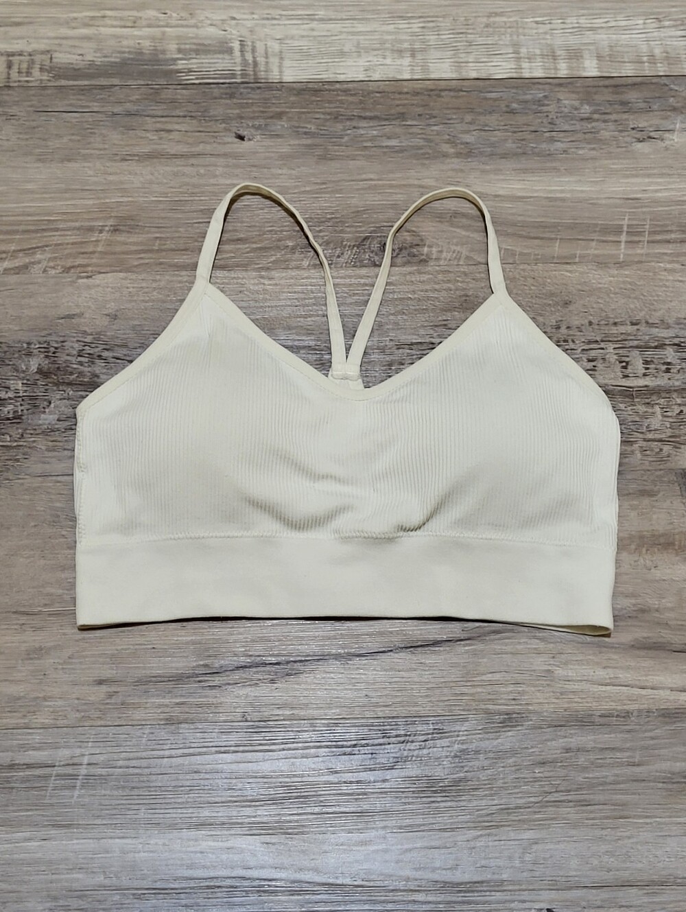 Maurices Cream Double Strap Racerback Ribbed Bralette Size Womens Med